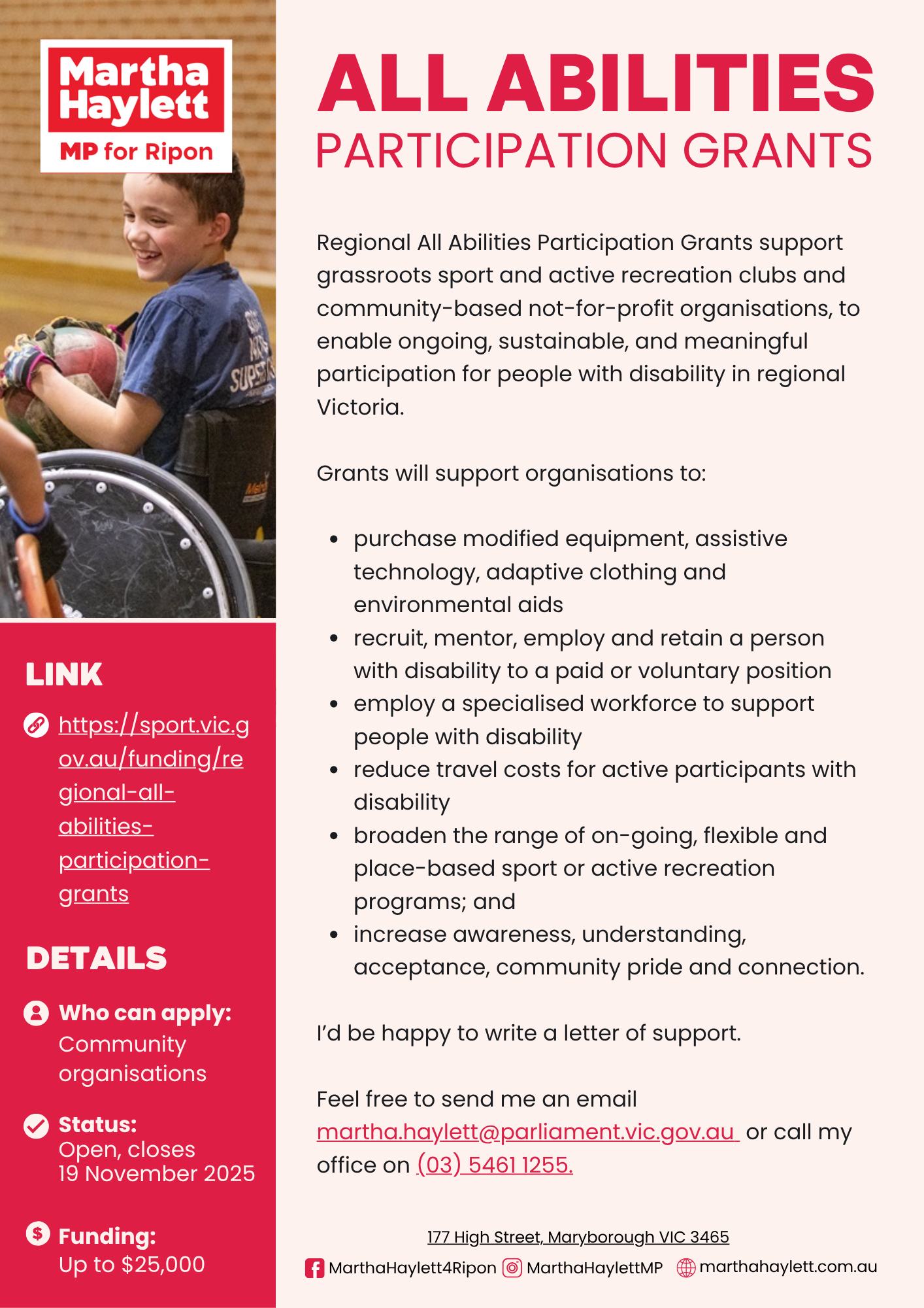 REGIONAL ALL ABILITIES PARTICIPATION GRANTS Main Image